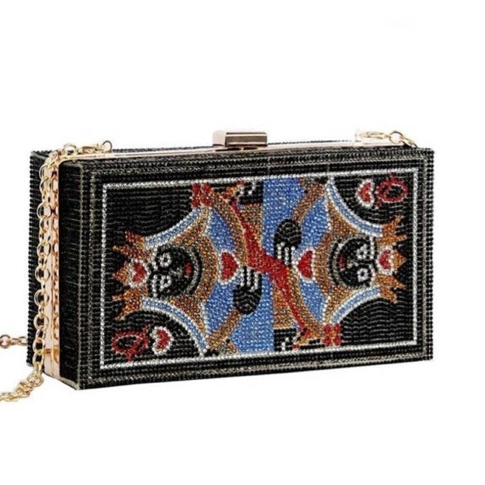 Black Queen of Hearts Crystal Clutch